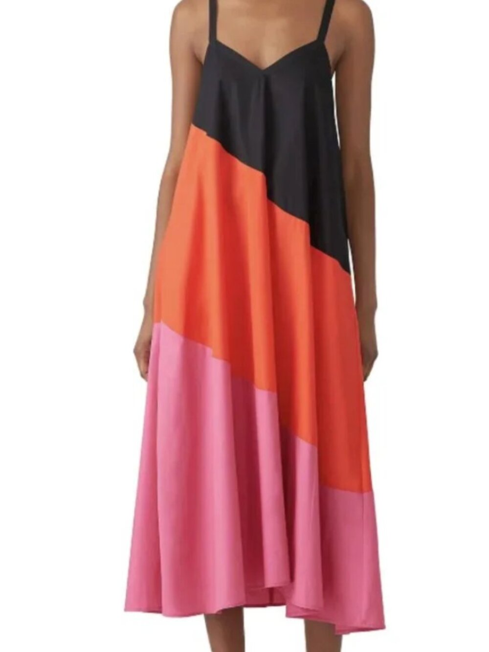 VEDA Dress Trio Fiesta Maxi Sundress Women’s Size S Colorblock Vibrant Resort